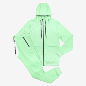 Conjunto Deportivo Verde Menta, Chaqueta con Capucha y Cremallera Completa Resistente al Agua y Pantalones Deportivos a Juego, Conjunto Deportivo de Forro Polar Técnico para Hombre - Product Image 1
