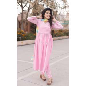 Ensemble de costume en crêpe rose Shabnam - Taille XS - Product Image 4