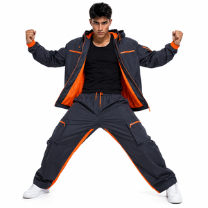 Windbreaker Tracksuit Set Custom Embroidered Logo <b>Zip</b> Pocket Chest Design Water Repellent Nylon Fabric Wholesale Streetwear - Product Image 4