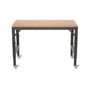 48\" Heavy Duty Adjustable Woodworking Workbench Rubber Wood Shop Table Metal Wheels Hardwood Workbenches Can Support 2000 Lbs - Product Image 3