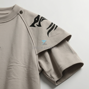 เสื้อยืดโอเวอร์ไซส์สองชั้นสำหรับผู้ชาย OEM ODM แบบสั่งทำพิเศษ ผ้าฝ้าย 100% ดีไซน์เรียบง่าย สไตล์สตรีทแฟชั่น พรีเมียม เนื้อผ้าหนา - Product Image 4