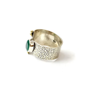 Minimalist Green Onyx <b>Ring</b> 925 Sterling <b>Silver</b> Handmade Floral <b>Statement</b> Gemstone <b>Ring</b> for Women Jewelry - Product Image 2