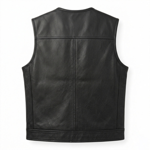 Gilet en cuir occidental pour homme, vente en gros, avec deux poches, col en V, sans manches, personnalisable, pour événements, mode extérieure et usage quotidien - Product Image 2