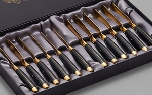 Cheese Butter Knife Kitchenware Stainless Steel Blade Gold Finish Black Handles Eco-Friendly Dishwasher Safe for Wedding Other - Product Image 4