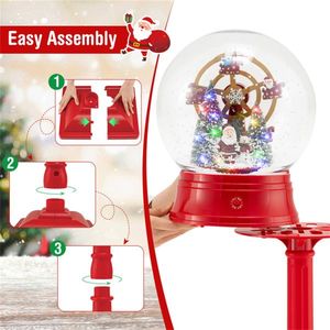 Décoration de lampadaire de Noël de 1,5 m avec grande roue tournante à 360 degrés, 15 LED colorées, 8 mélodies et 2 modes (sur pied/T) - Product Image 6