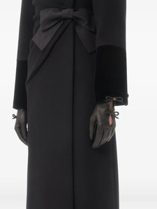 Women's black Leather fashion <b>Gloves</b> with bow and cut out detailing - Product Image 3