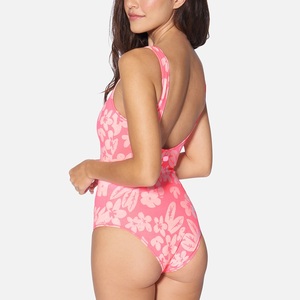 Maillot de bain une pièce sexy pour femme, taille haute, coupe échancrée, dos halter profond, motif floral, matière respirante, idéal pour l'aquagym - Product Image 5