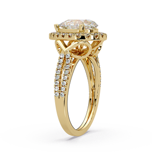 Wholesale 14K Pure Gold Pear Cut Lab Grown Diamond IGI Certified Halo Engagement <b>Rings</b> Split Shank Fine Jewelry for Women's - Product Image 3