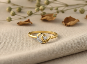 Anillo de Compromiso de Oro de 10k Hecho a Mano, Diseño Personalizado, Diamante VVS1 Cultivado en Laboratorio, Anillo de Promesa con Espiral Delicado y Moderno para Mujer - Product Image 3