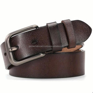 เข็มขัดหนังควายแท้แบบหนาทนทานสำหรับผู้ชาย สีดำ สีน้ำตาล หรือสีแทน พร้อมหัวเข็มขัดทองเหลือง รับสั่งซื้อจำนวนมาก - Product Image 2