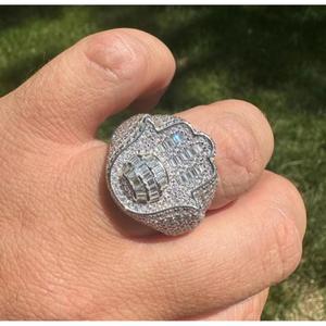 <b>Mens</b> Hip Hop Moissanite Cluster <b>Ring</b> Gold Plated 925 Sterling <b>Silver</b> Pinky <b>Ring</b> Bling Jewelry Luxury Design Anniversary - Product Image 1