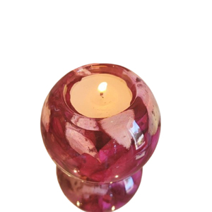 Portavelas de resina epoxi con flores secas reales e incrustaciones botánicas con temática acuática, portavelas esférico redondo para el hogar moderno. - Product Image 6