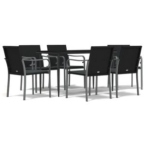 7-Piece Poly <b>Rattan</b> and Steel Patio Dining Set with <b>Cushions</b> <b>Garden</b> Sets - Product Image 2