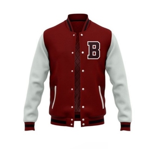 Veste universitaire pour homme, personnalisée OEM, avec broderie chenille, manches en laine, col montant, logo frontal, style streetwear printemps - Product Image 1