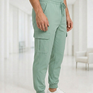<b>Doctor</b> Scrub Uniform <b>Set</b> Unisex Breathable V Neck Polyester Spandex Cooling Knitted Hospital Use Workwear - Product Image 4