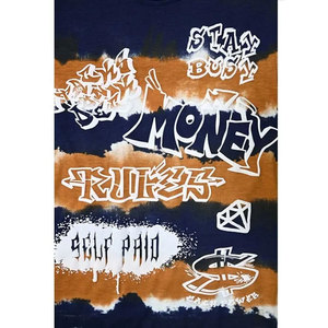 Salty Craft Men's Short Sleeve <b>T</b>-<b>Shirt</b> Yellow Black Tie Dye <b>Graffiti</b> Print Street Style Regular Fit O-Neck Jersey Cotton Tee - Product Image 6