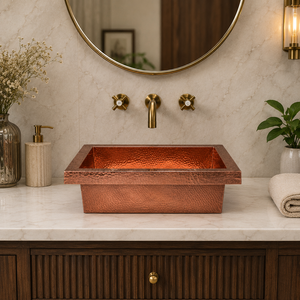 Custom Handmade Hammered Copper Bar <b>Sink</b> Square Prep Kitchen <b>Sink</b> Solid Copper Wash Basin with Brass <b>Strainer</b> OEM ODM - Product Image 4
