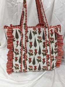 Bolsa de Compras Textil con Estampado Floral, Tamaño Grande, Asa Larga, Uso Diario - Product Image 3