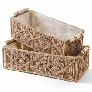 Ensemble de 2 paniers en jute faits à la main, panier organisateur d'étagère, boîte de rangement polyvalente pour la maison, la cuisine, le salon, la chambre à coucher, la salle de bain - Product Image 1