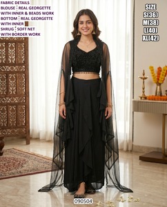 Ensemble de fête Lehenga Choli pour femme en Georgette traditionnelle Pastel Whisper, longueur ras du sol, séchage rapide - Product Image 6