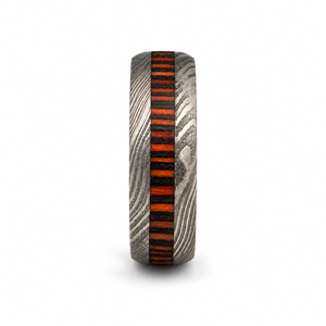 Anillo de Acero de Damasco Hecho a Mano Personalizado Jexmoo con Caja de Anillo e Impresión Digital - Regalo Perfecto para el Día del Padre para Papá, Esposo, Novio - Product Image 1