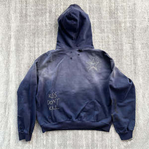 Sudadera con Capucha Extra Grande, Estilo Vintage, con Estampado Personalizado, Efecto Desgastado, para Hombre, con Logotipo Bordado y Pedrería - Product Image 2