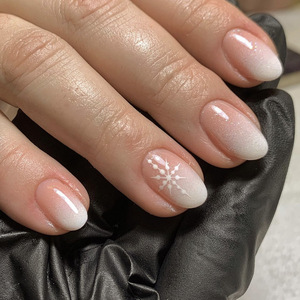 Suministros <span class=keywords><strong>para</strong></span> <span class=keywords><strong>Uñas</strong></span>, Venta al Por Mayor OEM, <span class=keywords><strong>Uñas</strong></span> Postizas Personalizadas de <span class=keywords><strong>Navidad</strong></span>, Degradado Rosa-Blanco Francés, Puntas de <span class=keywords><strong>Uñas</strong></span> Postizas Minimalistas con Copos de Nieve - Product Image 1