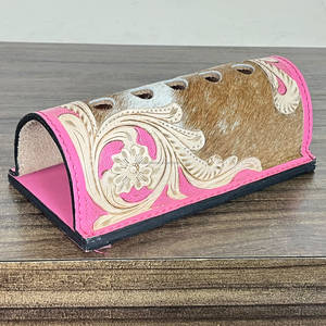 Support à stylos unique en cuir de vachette repoussé, style western, motif floral, durable, pour collections de cadeaux et organisateur de bureau - Product Image 4