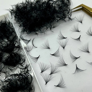 พัดขนตาปลอมแบบทำมือสั่งทำพิเศษ ขนาดใหญ่พิเศษ 20D สีดำเข้ม สำหรับต่อขนตาแบบ PBT สไตล์เกาหลี ขายส่งสำหรับธุรกิจ - Product Image 1