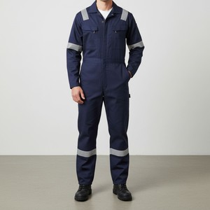 Combinaison réfléchissante pour les travailleurs du bâtiment avec bandes réfléchissantes de sécurité haute visibilité - Product Image 3