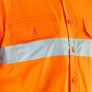 EN20471 ANSI Class 3 Men Construction Industrial Safety Reflective Workwear Shirts Long Sleeve <b>Hi</b> <b>Vis</b> Cotton Works Shirts - Product Image 3