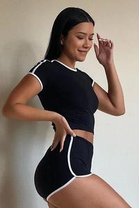 Best Women T-Shirt Shorts <b>Set</b> Wholesale OEM Service Cheap Price Custom Logo Latest Stylish Summer Short Sleeve Regular Fit - Product Image 6