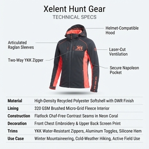 Veste softshell recyclée pour femme, coupe-vent, doublée polaire, pour la randonnée, avec logo personnalisé, Sialkot - Product Image 5