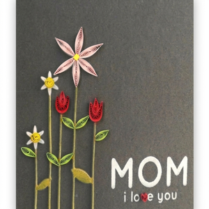 Carte en quilling Je t'aime Maman Journée des Mères Design floral Carte en quilling faite à la main Cartes de vœux avec enveloppe Carte cadeau en papier pour maman - Product Image 2