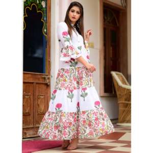 เดรสผ้าฝ้ายคอปกทรงเอไลน์ ระบายอากาศได้ดี ลายบาต้าพร้อมลายจาล  เอวทรงธรรมชาติ เหมาะสำหรับใส่ในชีวิตประจำวัน - Product Image 5