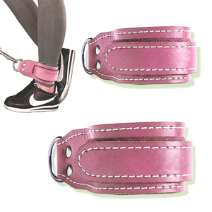 Sangles de cheville en cuir personnalisables avec logo, rembourrées pour machines à câbles, réglables, pour exercices de kickback, accessoires de gym et de musculation pour jambes et fessiers - Product Image 1