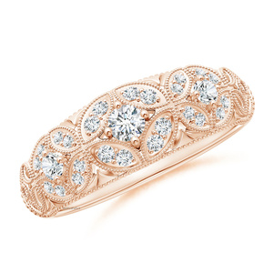 Anillo de compromiso y boda de lujo con diamante de laboratorio de corte floral vintage y milgrain, en oro de 10K, 14K, 18K y plata de ley 925, 935 - Product Image 2