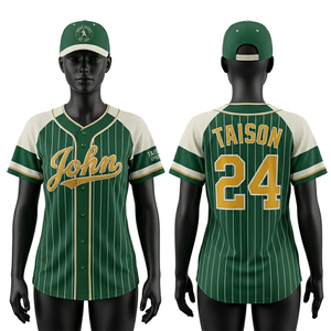 Camiseta de Béisbol para Mujer, 180 GSM, Poliéster Interlock, Ribete a Rayas, Sublimación, Bordado Tackle Twill, Logotipo Personalizado, Uniforme - Product Image 5