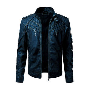 Wholesale High Quality <b>Men's</b> <b>Leather</b> <b>Jacket</b> Stand Collar Motorbike Style <b>Leather</b> <b>Jacket</b> Casual Wear Custom <b>Leather</b> <b>Jacket</b> - Product Image 4