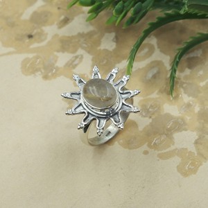 Bague en quartz rutilé doré naturel, plaqué or rose et or jaune, en argent 925, faite à la main, bijou fantaisie unisexe - Product Image 6