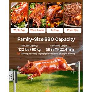 Kit de rôtissoire électrique AC120V Modèle D0100XFEUMV, hauteur réglable sur 8 niveaux, capacité de charge de 132 lb, moteur 38W, acier inoxydable, automatique - Product Image 3