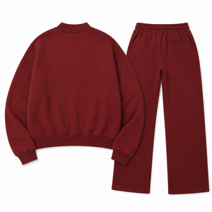 <b>Y2K</b> Women Burgundy Tracksuit Set Full Zip Bomber Jacket Relaxed Jogger <b>Pants</b> Athletic Training Outfit Custom branding Sportswear - Product Image 4
