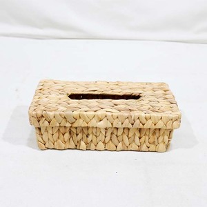 Hot Sales Woven Water Hyacinth Rectangle Tissue Cover Holder <b>Box</b> with <b>Drop</b>-On Top Lid - Product Image 1