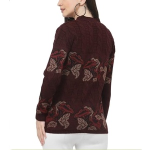 Women's V-Neck Solid Computer Knit Full Sleeve <b>Covered</b> <b>Button</b> Front Casual Winter 100% Acrylic Anti-Pilling Breathable - Product Image 6