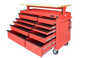 Wholesale 142cm 10 Drawer Electric Height Adjustable <b>Tool</b> <b>Cabinet</b> with Wooden Top for Garage Workshop - Product Image 3