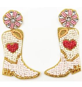 Pendientes Colgantes con Diseño Navideño Festivo, Hechos a Mano con Cuentas de Semillas y Bordado de Logotipo Personalizado, Accesorio de Moda - Product Image 3