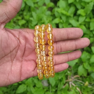 Bracelet Unisexe Élastique Fait Main en Pierre Naturelle Citrine de Haute Qualité, Perles Polies de 8 mm, Feng Shui, Guérison Naturelle 100%, Tendance - Product Image 3