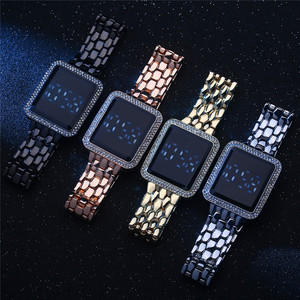 6017 Square Rhinestone Touch Screen LED <b>Digital</b> <b>Watch</b> <b>Ladies</b> Stainless Steel Bracelet Wristwatches Clock Zegarek Damski - Product Image 5