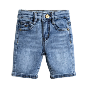 Shorts en jean respirants de haute qualité pour hommes, style décontracté avec boutons décoratifs et poches latérales droites, 100 % coton - Product Image 3