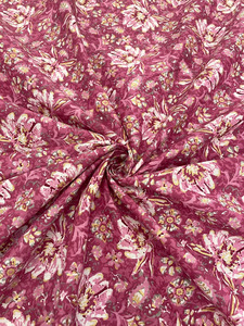 Tela de Algodón Estampada a Mano con Diseño Floral Rosa, Textil Sanganeri Indio para Vestidos, Kurta, Ropa y Decoración del Hogar - Product Image 2
